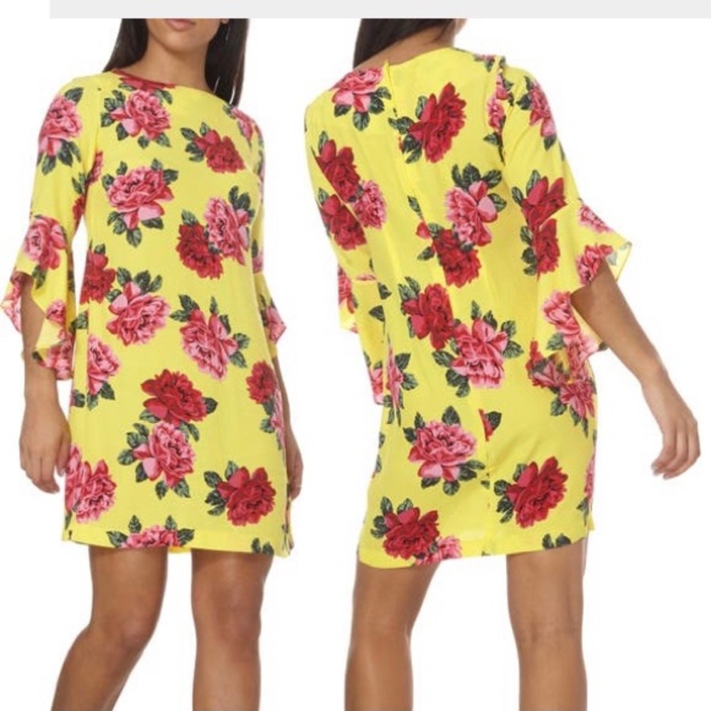 Dorothy Perkins Woven Shift Dress - yellow floral, size 6. 💛🌸